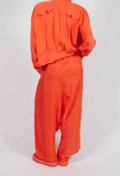 Sheer Overlay Drop Crotch Trousers in Mandarine