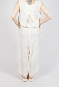 Sheer Overlay Drop Crotch Trousers in Greige
