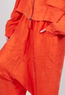 Sheer Overlay Drop Crotch Trousers in Mandarine