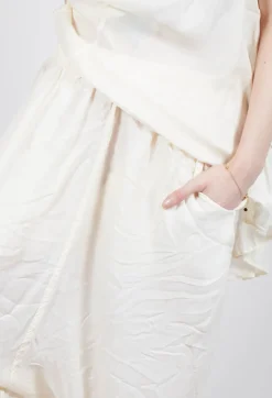 Sheer Overlay Drop Crotch Trousers in Greige