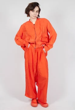 Sheer Overlay Drop Crotch Trousers in Mandarine