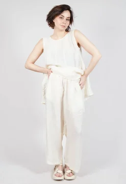 Sheer Overlay Drop Crotch Trousers in Greige