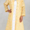 Sheer Printed Midi Coat with Button Front in Sorbet