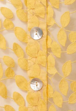 Sheer Printed Midi Coat with Button Front in Sorbet