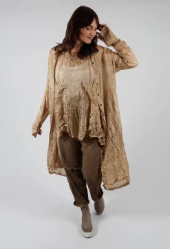 Sheer Shirt Dress in Camel Cloud