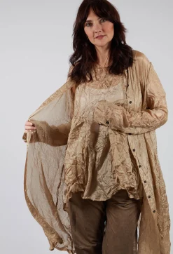 Sheer Shirt Dress in Camel Cloud