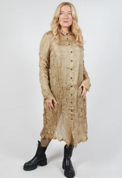Sheer Shirt Dress in Camel Cloud