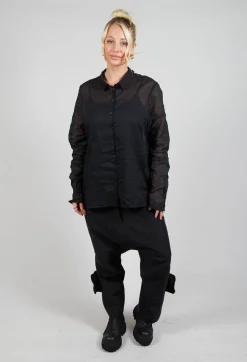 Sheer Shirt in Black Stiff