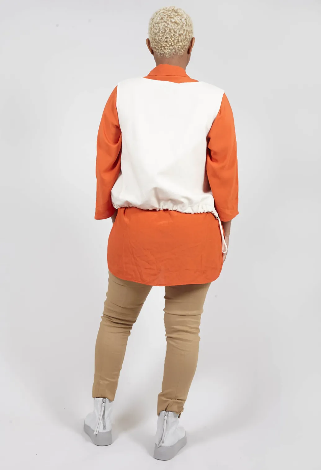 Sheer Silk Shirt with Pocket in Orange
