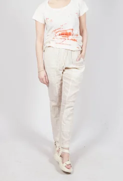 Sheer Skinny Leg Trousers in Greige Paper