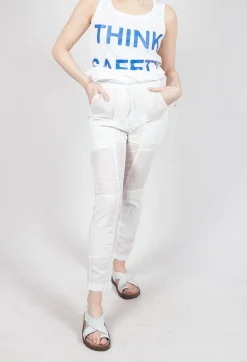 Sheer Skinny Leg Trousers in Semi Bleach Paper