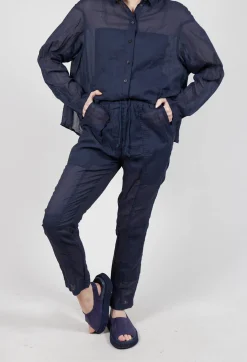 Sheer Skinny Leg Trousers in Ink Paper