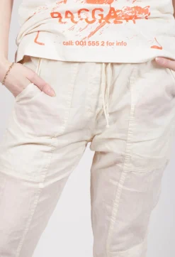 Sheer Skinny Leg Trousers in Greige Paper
