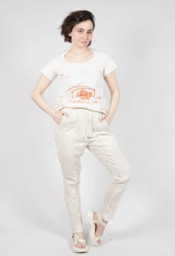 Sheer Skinny Leg Trousers in Greige Paper