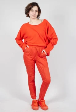 Sheer Skinny Leg Trousers in Mandarine Paper