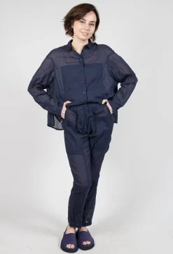 Sheer Skinny Leg Trousers in Ink Paper