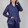 Sheer Sleeve Jacket in Azur Print