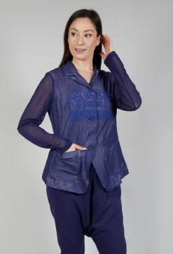 Sheer Sleeve Jacket in Azur Print