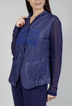 Sheer Sleeve Jacket in Azur Print