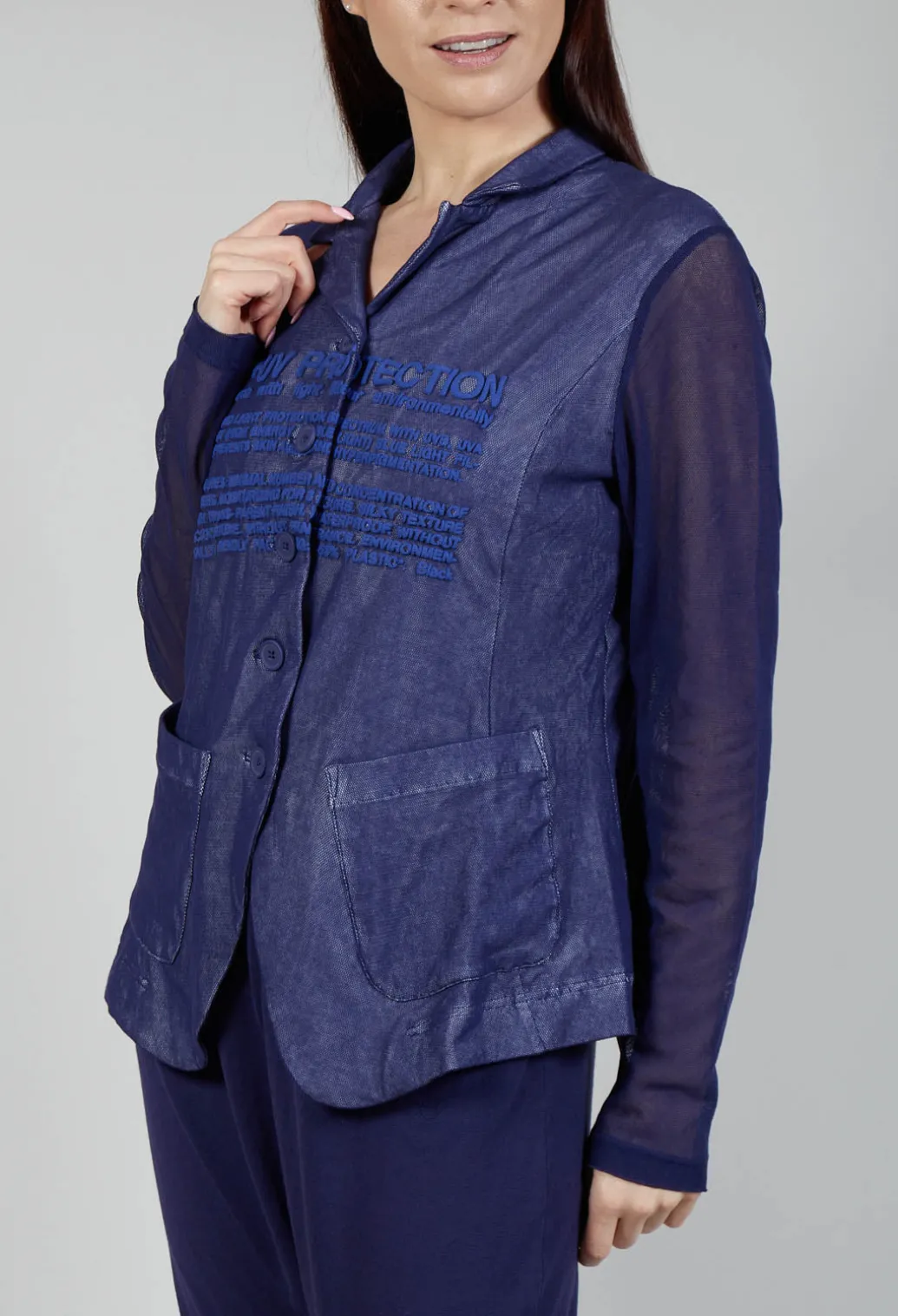 Sheer Sleeve Jacket in Azur Print