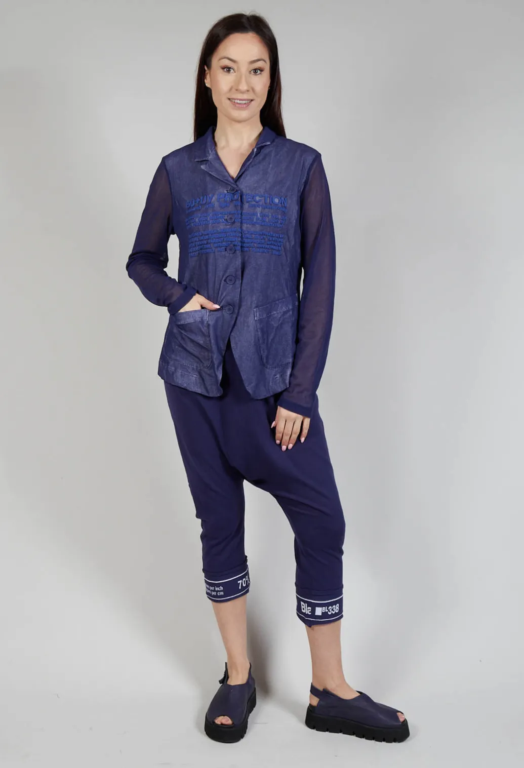 Sheer Sleeve Jacket in Azur Print