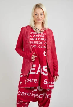 Sheer Sleeve Jacket in Chili Print