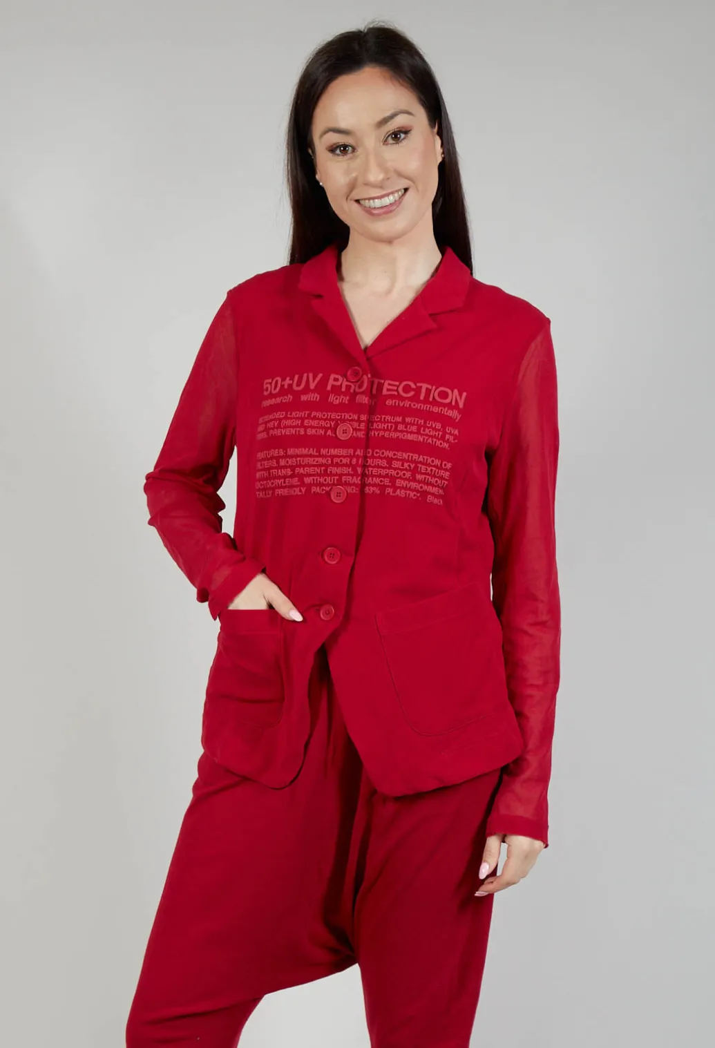 Sheer Sleeve Jacket in Chili Chili Print