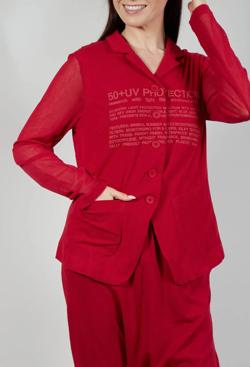Sheer Sleeve Jacket in Chili Chili Print