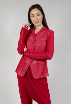 Sheer Sleeve Jacket in Chili Print