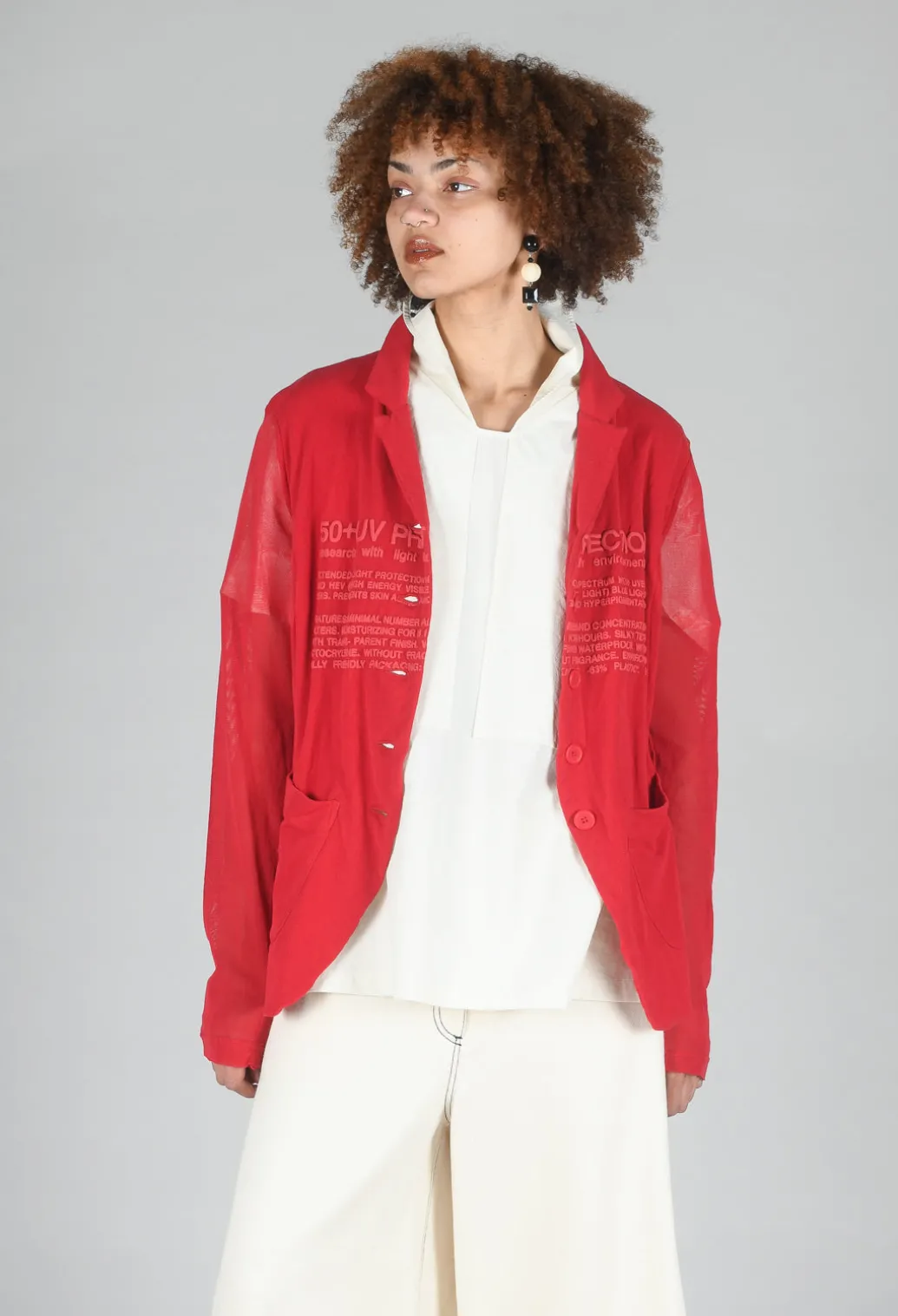 Sheer Sleeve Jacket in Chili Chili Print
