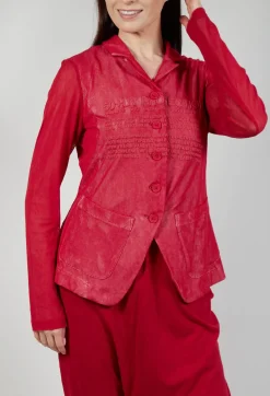 Sheer Sleeve Jacket in Chili Print