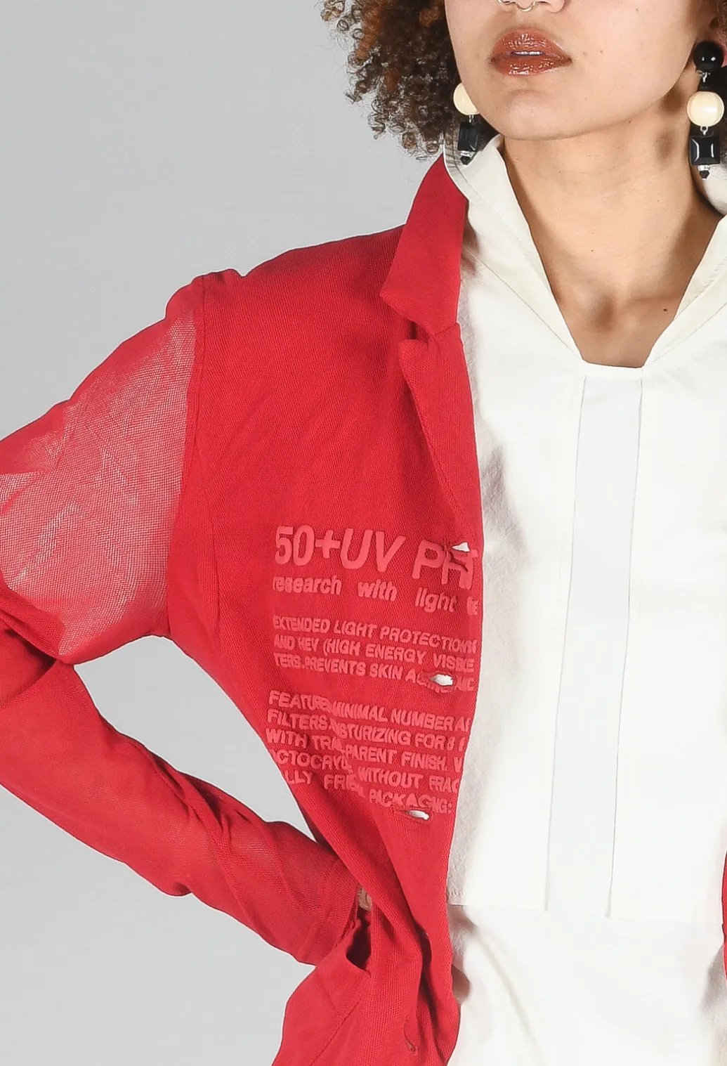 Sheer Sleeve Jacket in Chili Chili Print