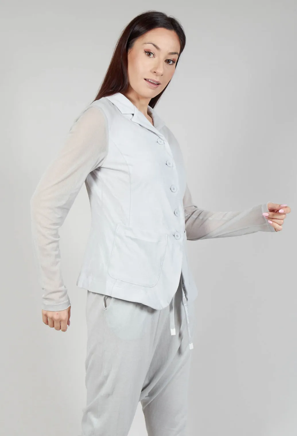 Sheer Sleeve Jacket in Grey