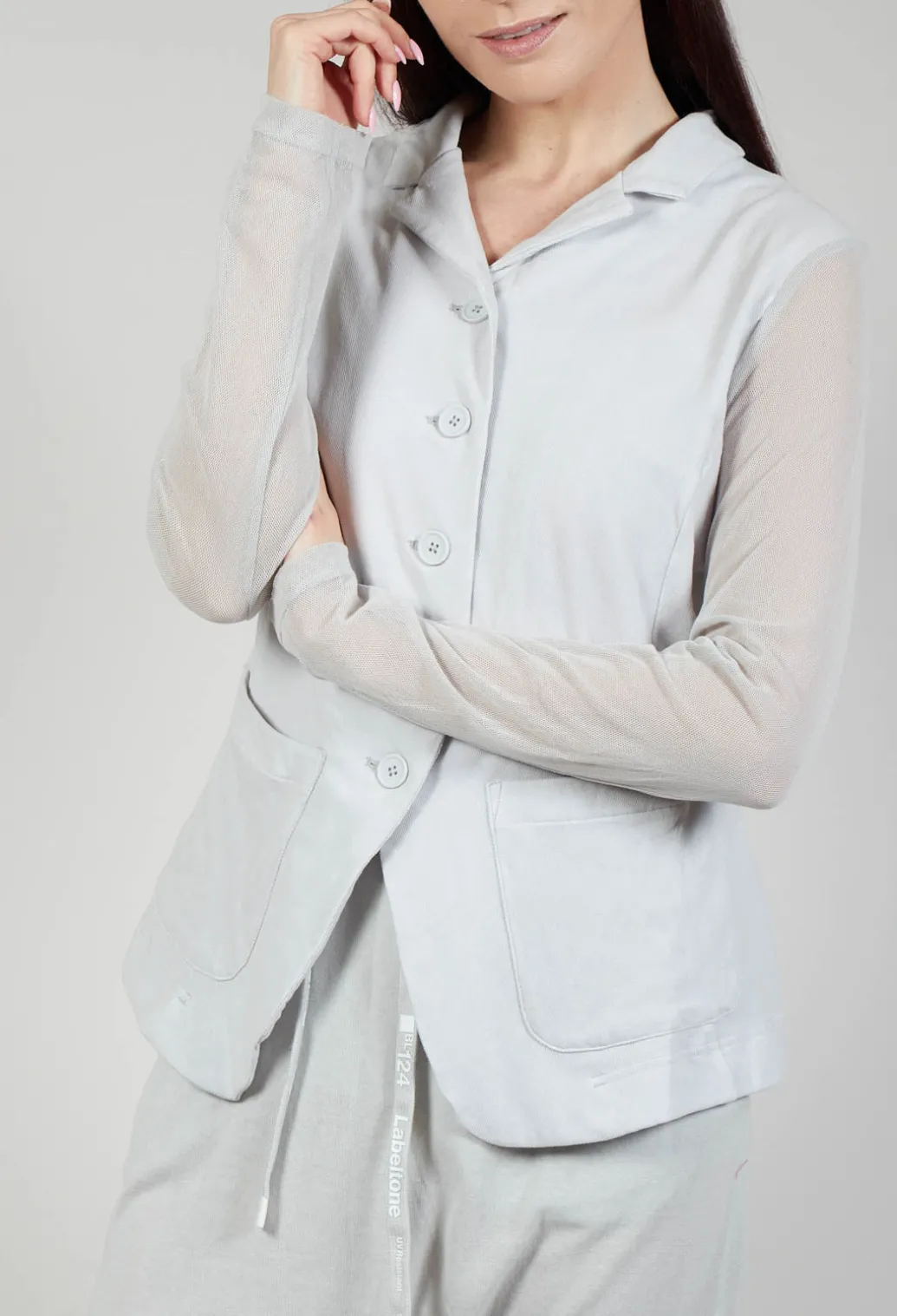 Sheer Sleeve Jacket in Grey