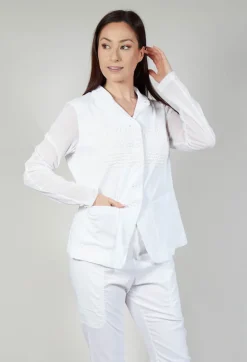 Sheer Sleeve Jacket in White Print