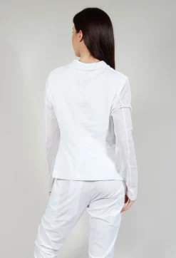 Sheer Sleeve Jacket in White Print