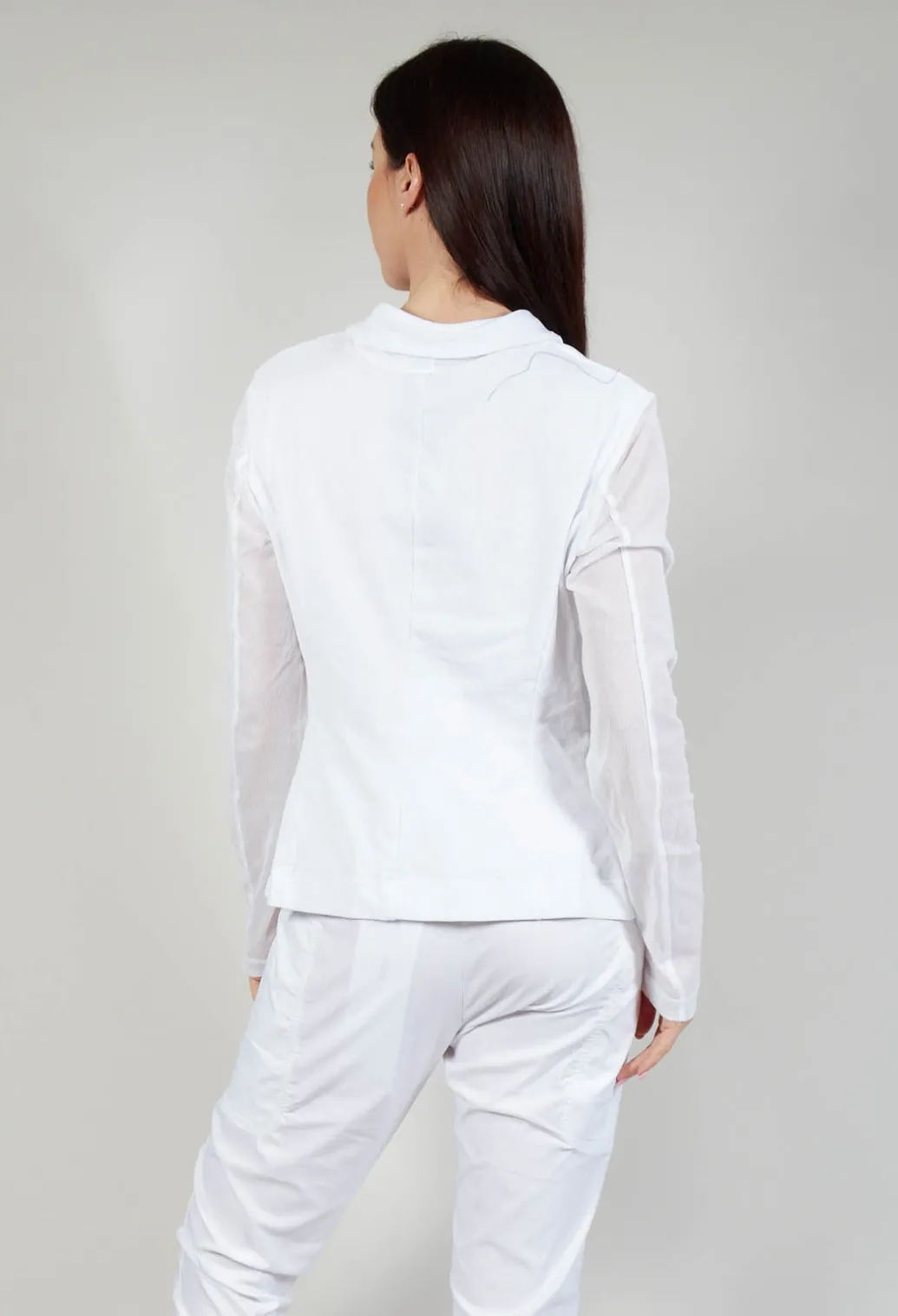 Sheer Sleeve Jacket in White Print