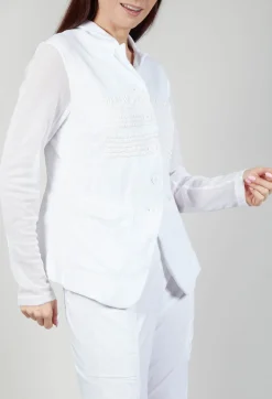 Sheer Sleeve Jacket in White White Print