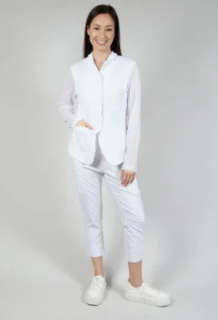 Sheer Sleeve Jacket in White White Print