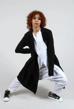 Sheer Sleeve Jacket in White White Print