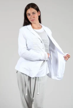 Sheer Sleeve Jacket in White White Print