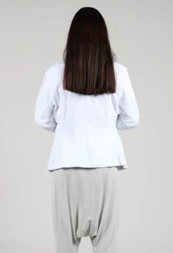 Sheer Sleeve Jacket in White White Print