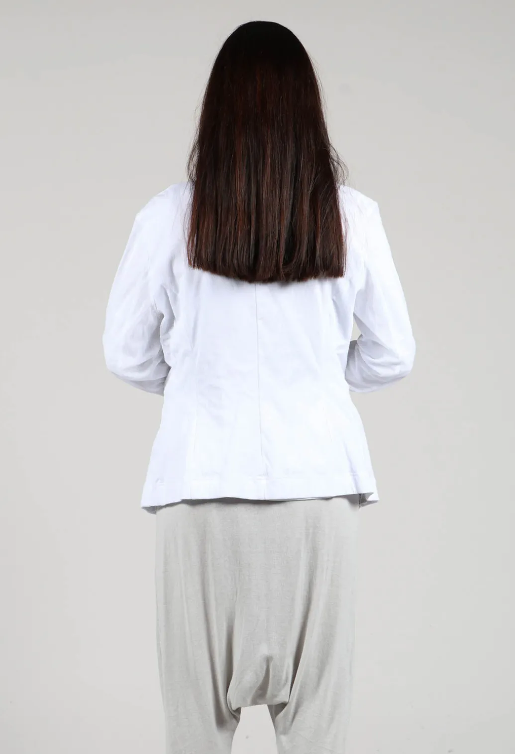 Sheer Sleeve Jacket in White White Print