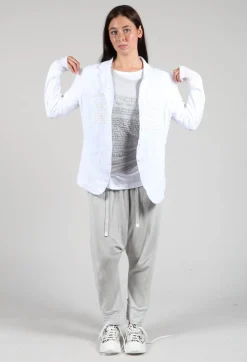 Sheer Sleeve Jacket in White White Print