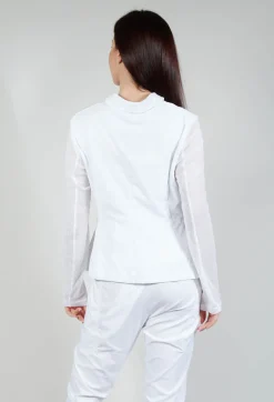 Sheer Sleeve Jacket in White White Print