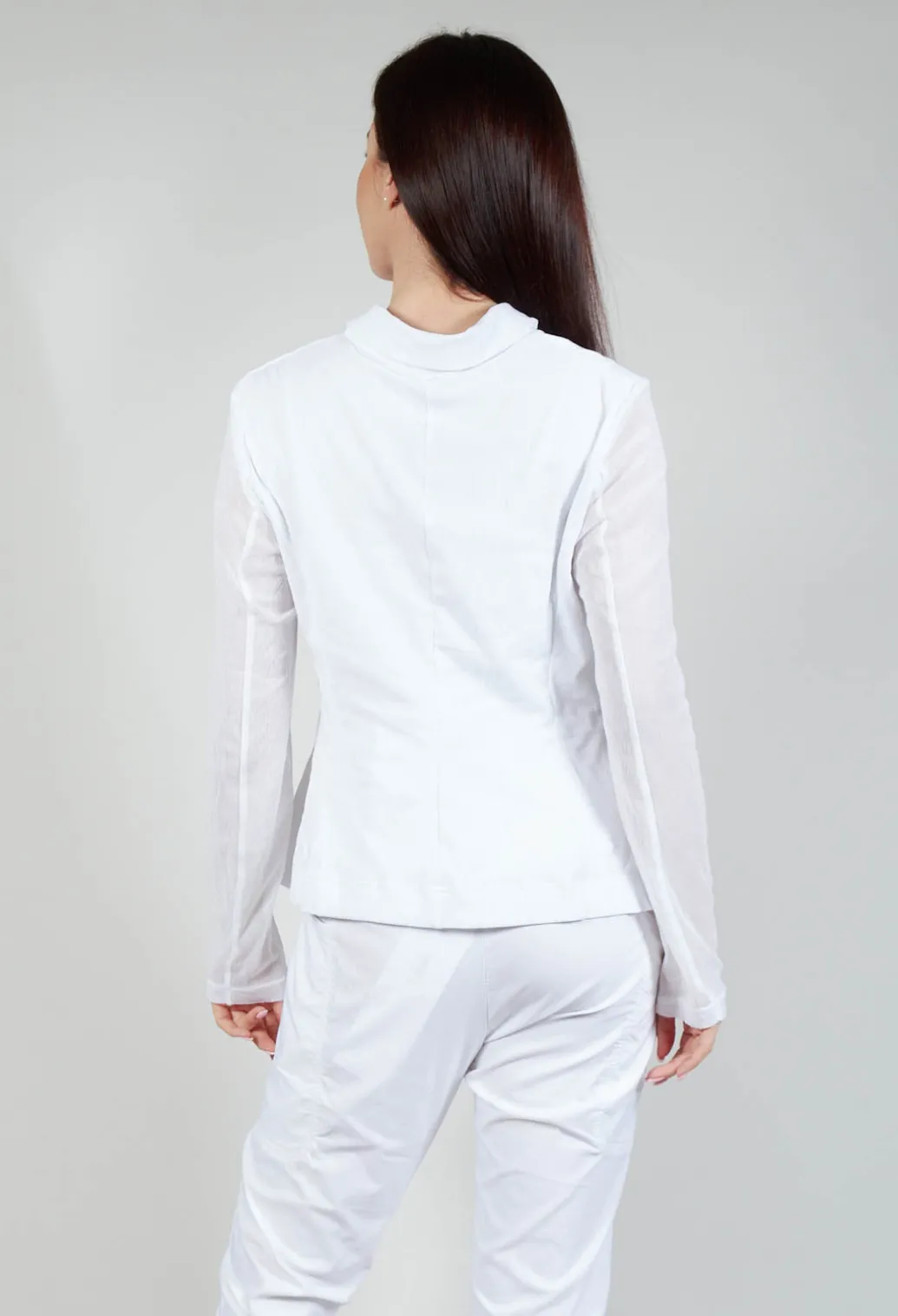 Sheer Sleeve Jacket in White White Print