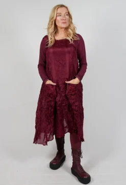 Sheer Sleeveless Dress in Merlot Cloud