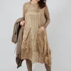 Sheer Sleeveless Dress in Camel Cloud