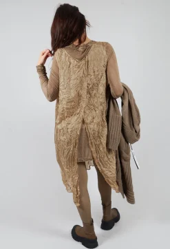 Sheer Sleeveless Dress in Camel Cloud