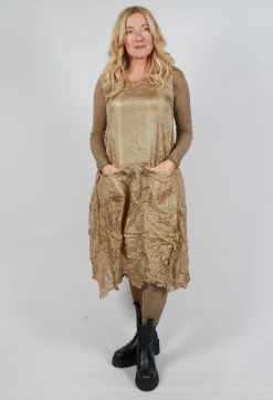 Sheer Sleeveless Dress in Camel Cloud